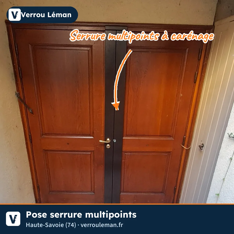 Serrure multipoints à carénage sur double porte – Haute-Savoie (74)